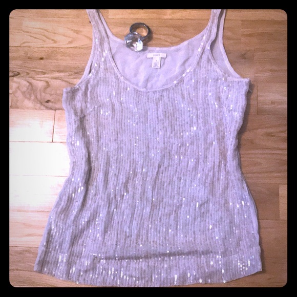 J Crew Silk Mermaid Sequin Shell Top - Picture 1 of 5